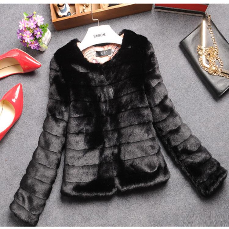 Autumn and winter women's fur coat imitation Rex rabbit hair short top fur integrated versatile European and American thin large size