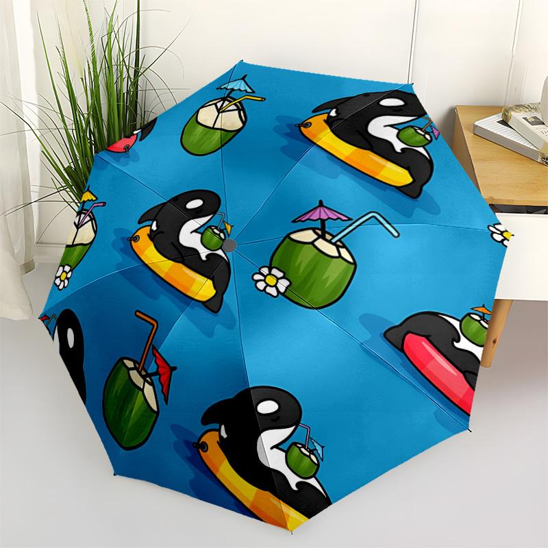 1pc Whale Paradise Automatic Open/Close Umbrella Compact Folding Umbrella, All-Season Portable Umbrella for Women/Men F1124131