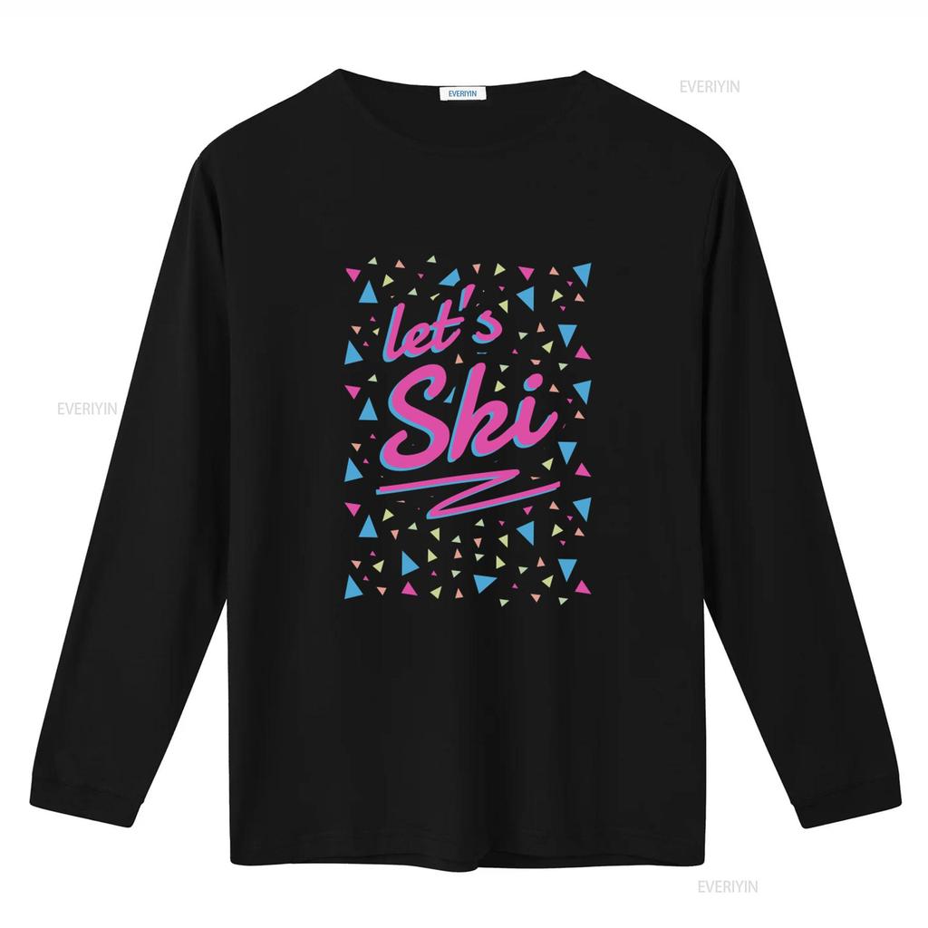 Let S Ski Women 80s Style Retro Après Snowboard Slogan T Shirt Vintage Washed Fashion Top For Everyday Wear Stretched Slightly