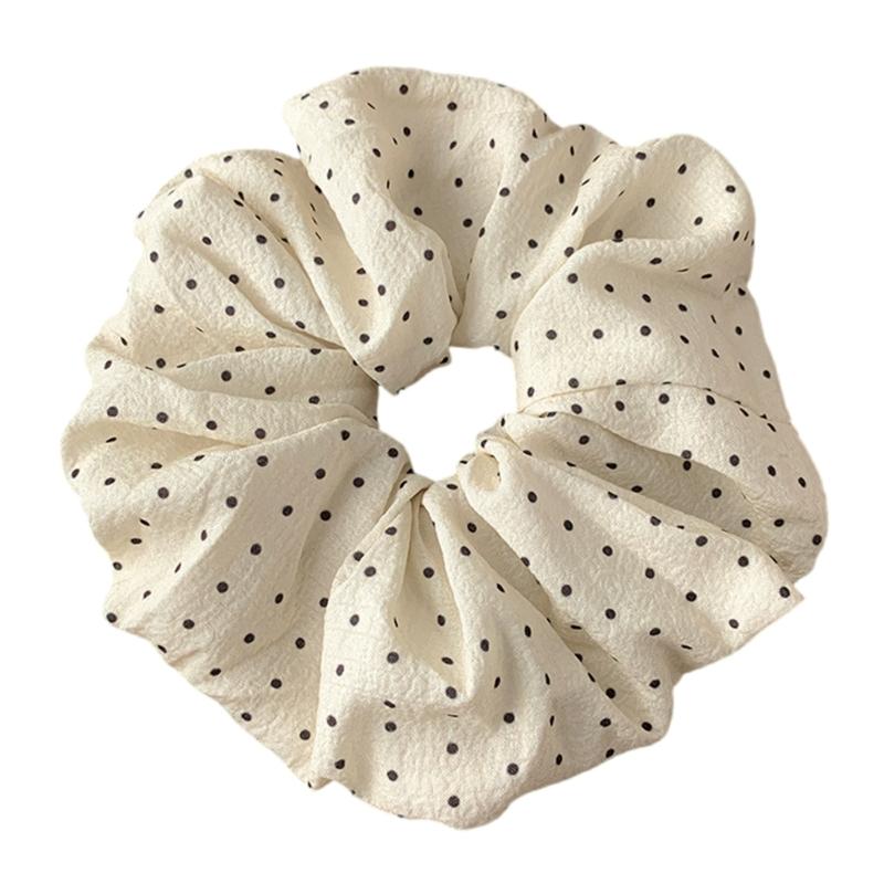 Elegant Elastic Hair Scrunchies With Dot French Design Ponytail Holder Women's Fashion Hairpiece For Sports Daily Use