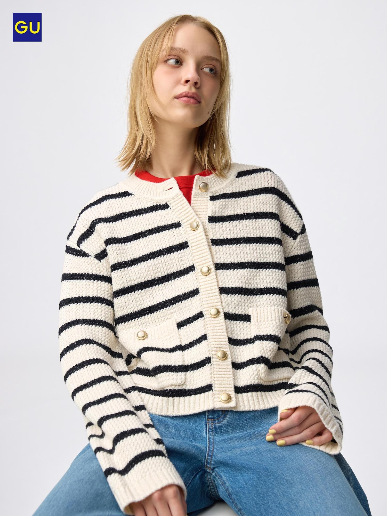 

Uniqlo Кардиган в полоску твид гусиная лапка 30 NATURAL/WOMEN S