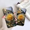 Elegant Golden Rose For Samsung A 31 32 A33 A34 35 14 A15 13 A16 25 26 50 52 53 54 55 56 70 71 72 73 Golden Glass Phone Case