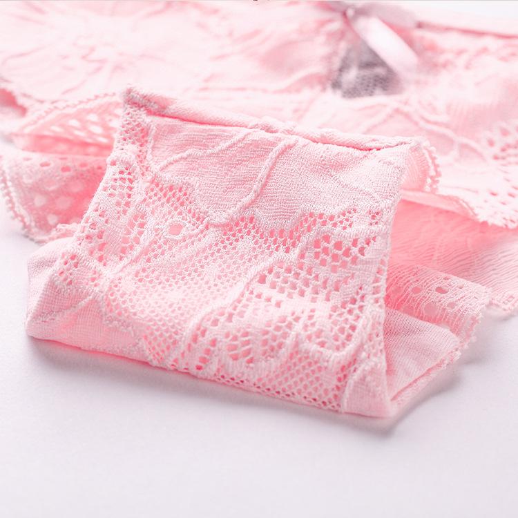 3pcs/lot Women's Sexy Hollow Lace Low Waist Triangle Panties Ruffle Edge Bow Underpants