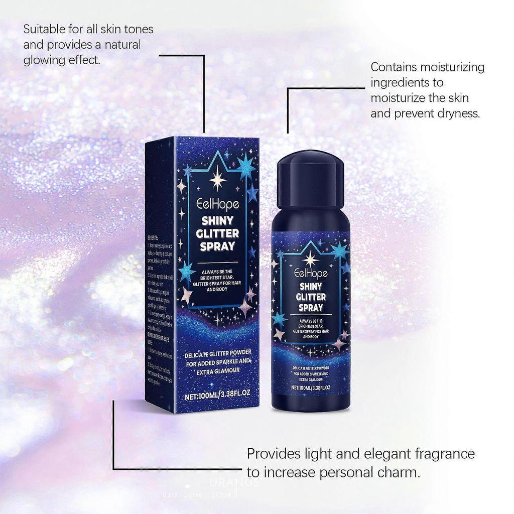 Body Glitter Spray Face Clavicle Hair Highlight Spray Glitter Dance Festival Carnival 100ml