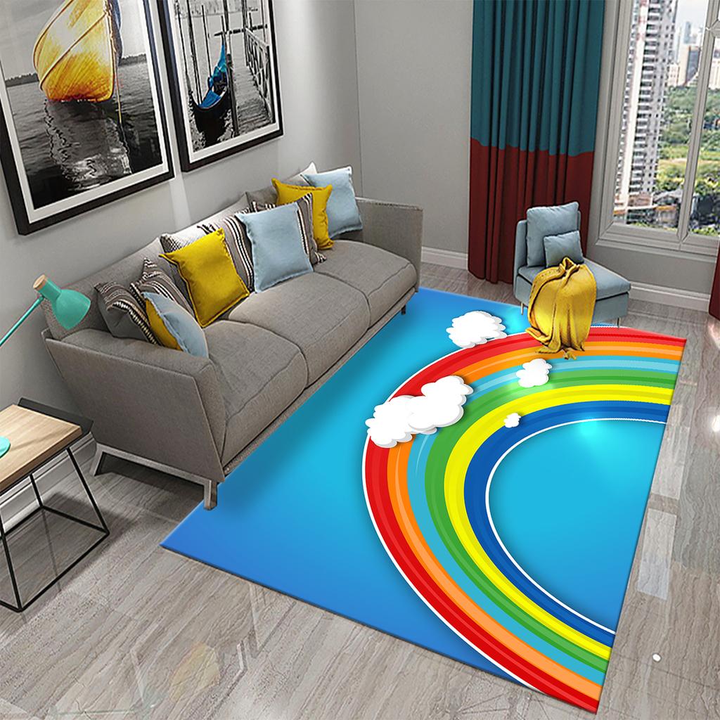 Bedroom Living Room Bathroom Rug Non-slip Home Decoration Cartoon Rainbow Flower Rug Game Room Children's Room Rug