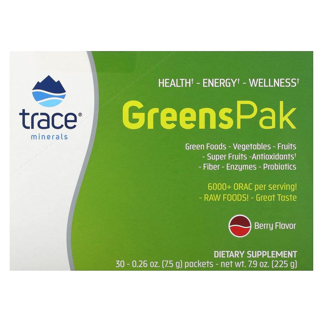 Trace, Greens Pak, bobule, 30 balení, 0,26 oz (7,5 g) každý