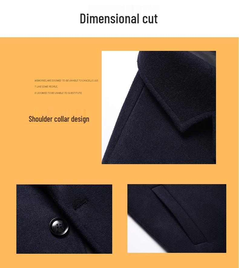 Men's 2025 Winter Korean Style Woolen Coat: Trendy Mid-Length Thick Thickened British Windbreaker
