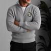 26 Letters Embroidery Badge Half-Zip Vintage Knit Sweater Men Women