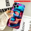2DFlat Neon Skull & Roses Phone Case All Inclusive Film Hard iPhone Case, Compatible with iPhone 18 Pro Max 17 16 15 14 13 12 11