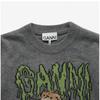 Ganni K2502 523 Bunny Grafik Logo Wollmischung Damen Strick