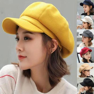 Ladies Women Girl Wool Blend Baker Boy Peaked Cap Newsboy Hat Retro Beret Cap