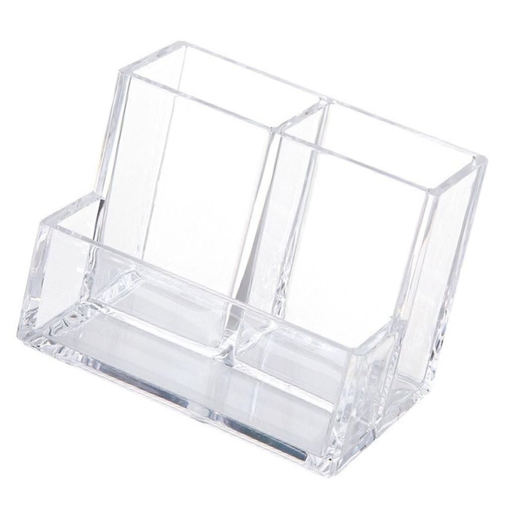 Transparent Acrylic Pen Holder 3 Compartment Large Capacity Students Desktop Storage Organizer for S