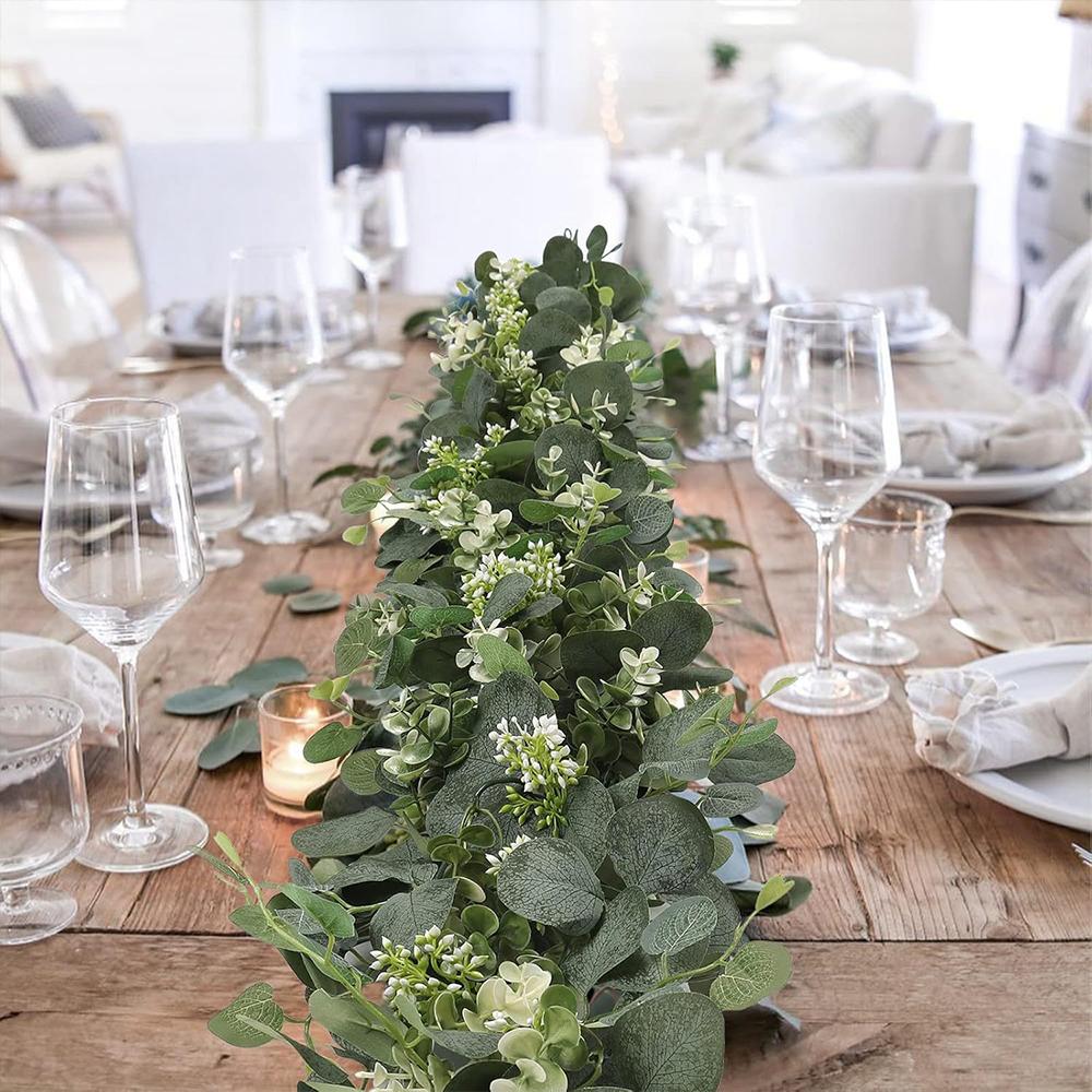 Artificial Eucalyptus Garland Fake Greenery Eucalyptus Leaves Vines for Wedding Arch Backdrop Party Table Wall Home Decor