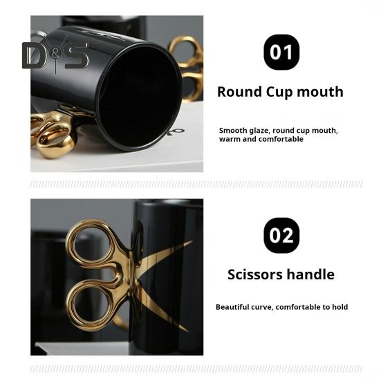 Saksehåndtak Keramikkkopp 350 ml Nyhet Frisør Frisør Te Kaffekrus Gave Fargerik Glasur Håndverkskopp