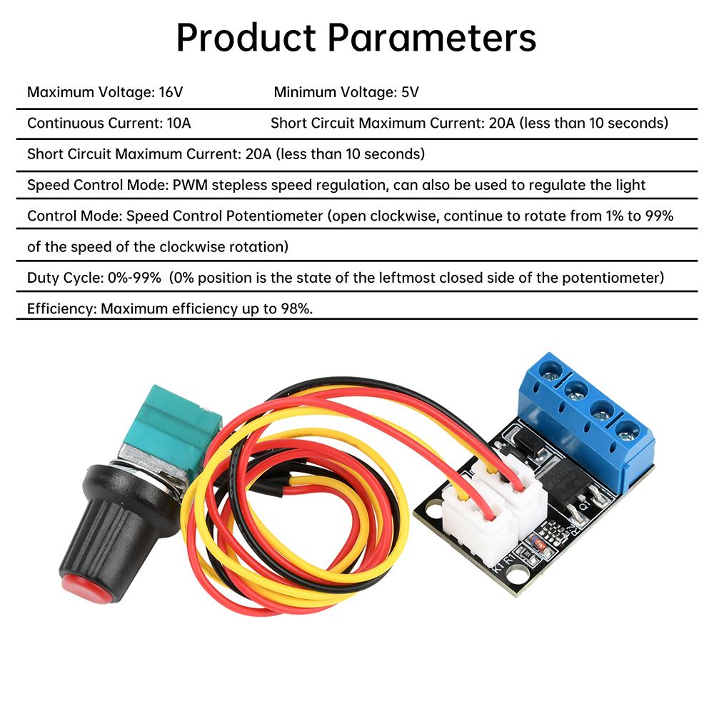 PWM DC 3A/10A Motor Speed Controller PWM Potentiometer Governor Speed Regulation Board Speed Switch Function Module