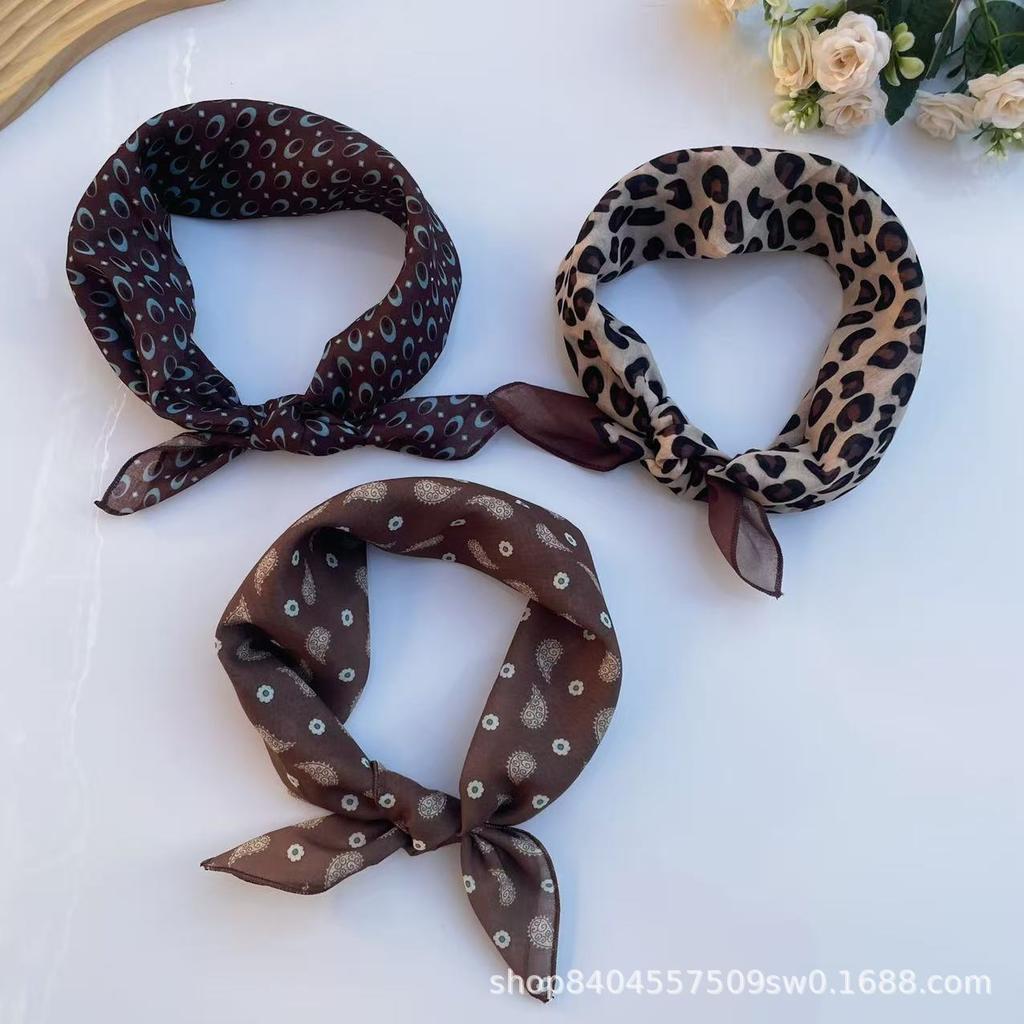 Ethnic Style Cotton Linen Paisley Silk Scarf - Retro Coffee Color Square for Women