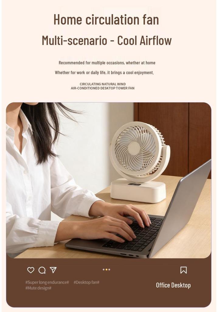 2026 Portable USB Rechargeable Oscillating Desktop Fan