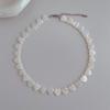 Damen Weiße Herzmuschel Perlenkette Silberbeschichtete Kette Choker Strandschmuck