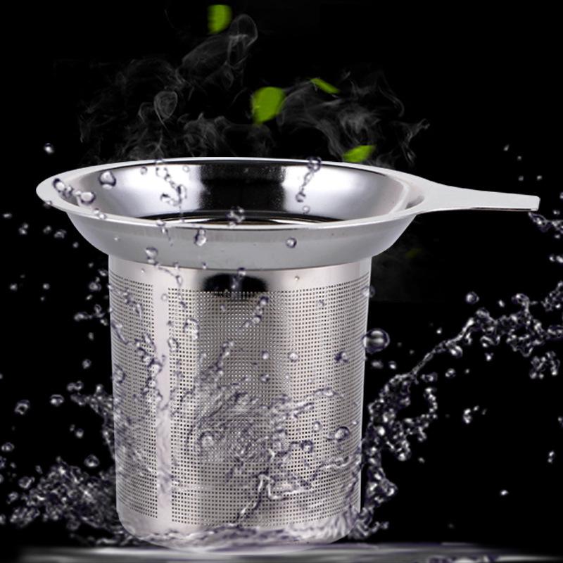 High-Density 304 Stainless Steel Flat-Bottom Tea and Coffee Strainer with Handle