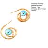 1 Pair Women Earrings Hollow Spiral Design Multi-Color Faux Gemstones Inlaid Electroplated Earrings Jewelry Accessories