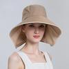 Women Snap Fastener Big Brim Hat Protection Visors Bucket Hat Sunscreen Fisherman Hats Outdoors Fishing Cap Ponytail Sun Hat