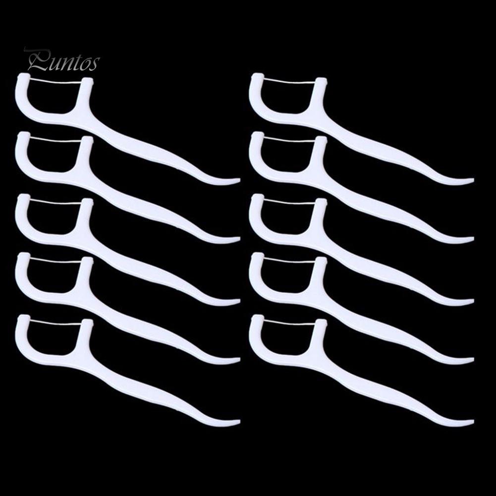 Puntos 50Pcs Dental Floss Flosser Pick Toothpicks Stick Oral Care Teeth Cleaning