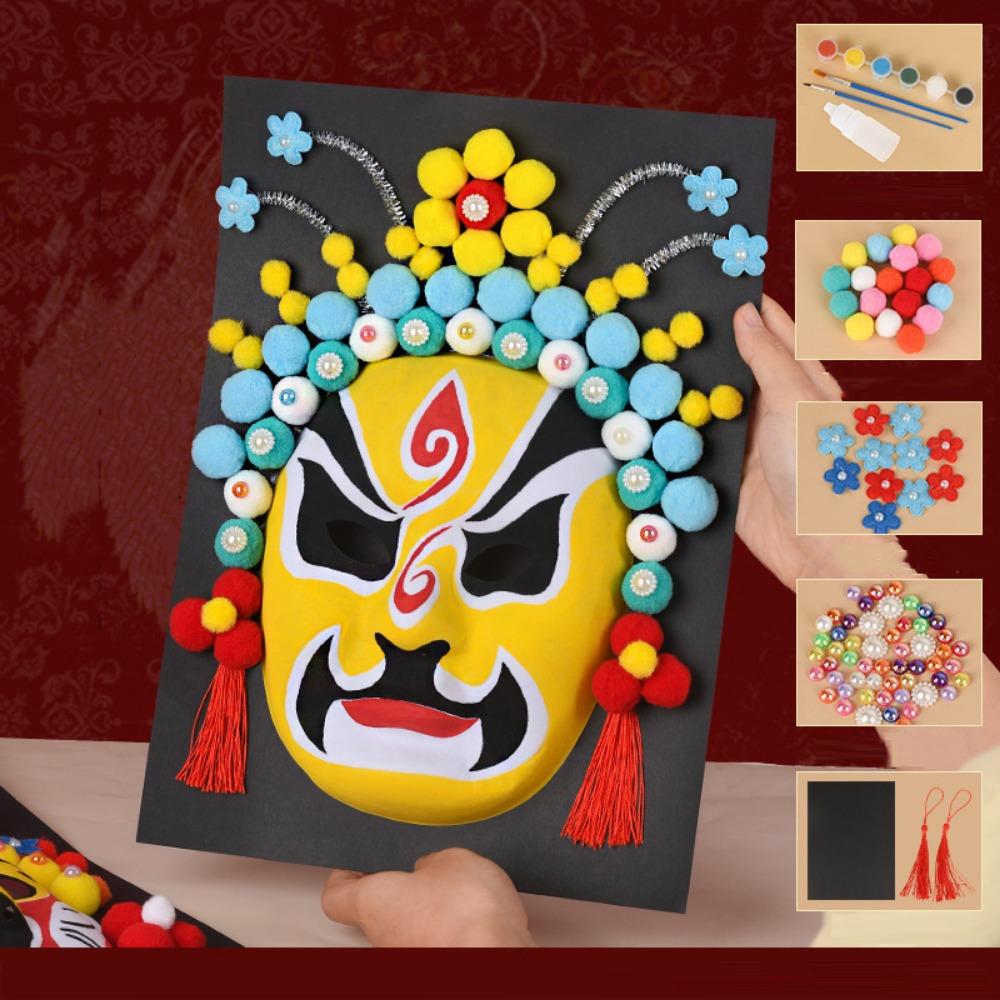 Decorative Ornaments Beijing Opera Mask Craft Material Kids DIY Mask Paint Masquerade Party