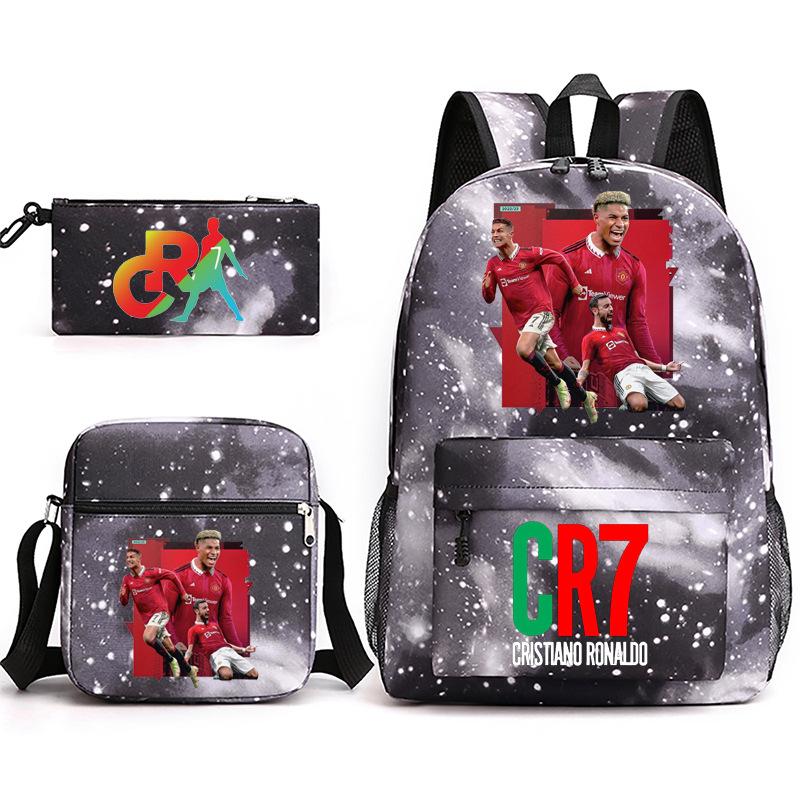 2023C Luo Surrounding Character Printed Backpack Three-piece Student School Bag + Shoulder Bag + Pencil Case Set