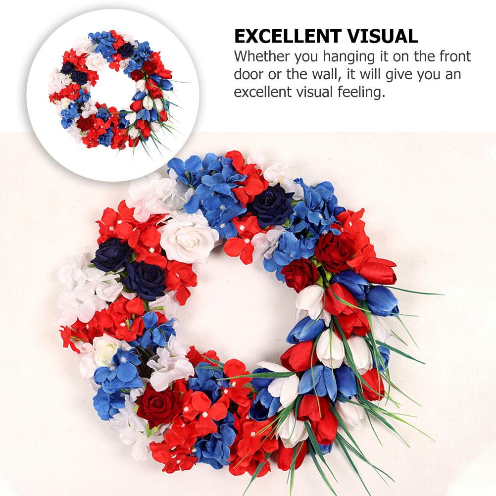 Wall Hanging Wreath Flower Garland Independence Day Garden Pendant Door Decoration