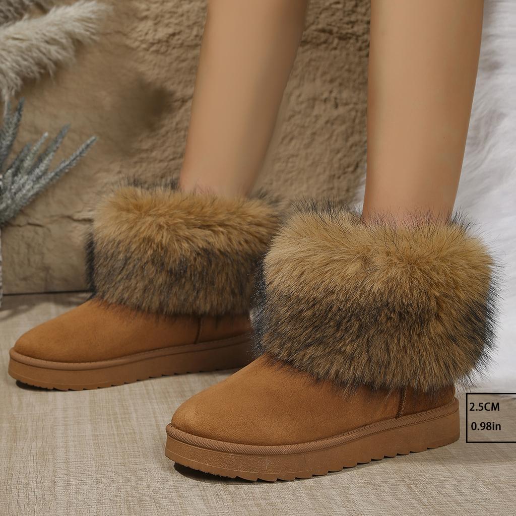 Ladies Large Size Snow Boots Warm Mid-Calf Cotton Shoes Home Winter Low Cut Cotton Shoes Rubber Comfortable Women's Boots