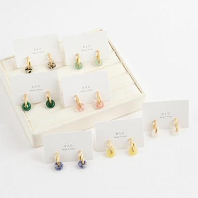 Women's Jade Bead Color Fashion Semi-open Earrings