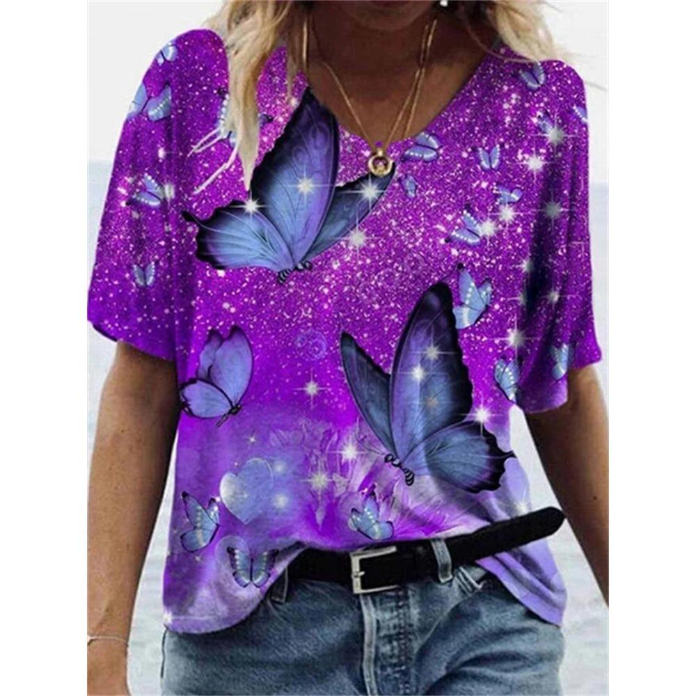 

Женская летняя модная футболка со звездами и принтом Galaxy O-образным вырезом, женские модные базовые топы, синяя/3D-принт, свободная повседневная рубашка 6XL 5XL