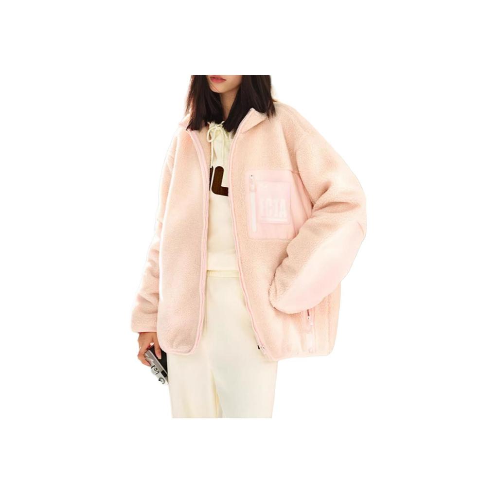 FILA Fleece Pocket Loose Stand Collar Jacket Men Jacket Light-Pink F51M249998F-PK