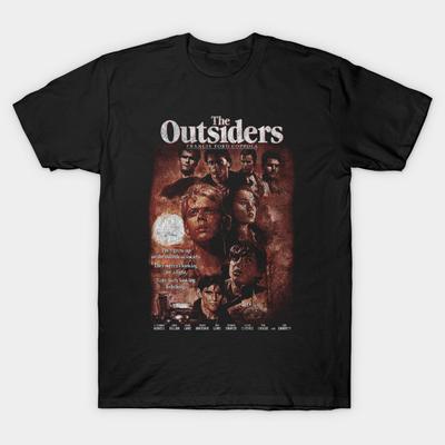 Men Black Print T-shirt The Outsiders, Greasers, Stay Gold Ponyboy No-Cut Heat Transfer Print Cotton Tshirt