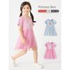New Summer girl Princess Dress Mesh Dress Girl Short Sleeve Patchwork Veil Dress Cartoon Princess pure cotton Girl's Kids