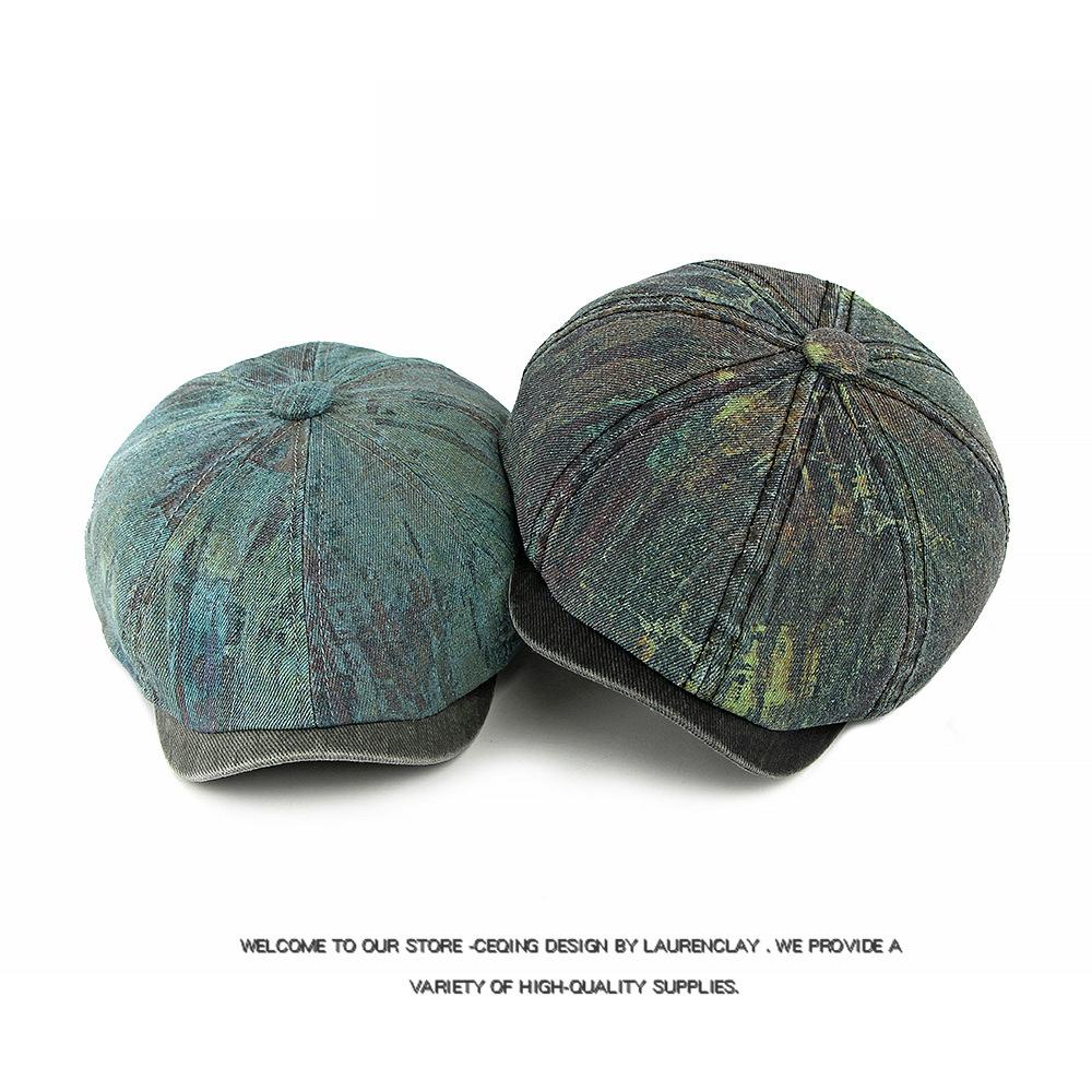 Casquette Octogonale Casquette Vintage Britannique pour Homme Casquette de Gavroche Imprimée Casquette de Peintre