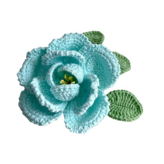 Buchet de bujor croșetat manual, din bumbac tricotat, cu frunze și tulpină lungă, pentru nuntă, decor de casă, cadouri de ziua de naștere și aniversare