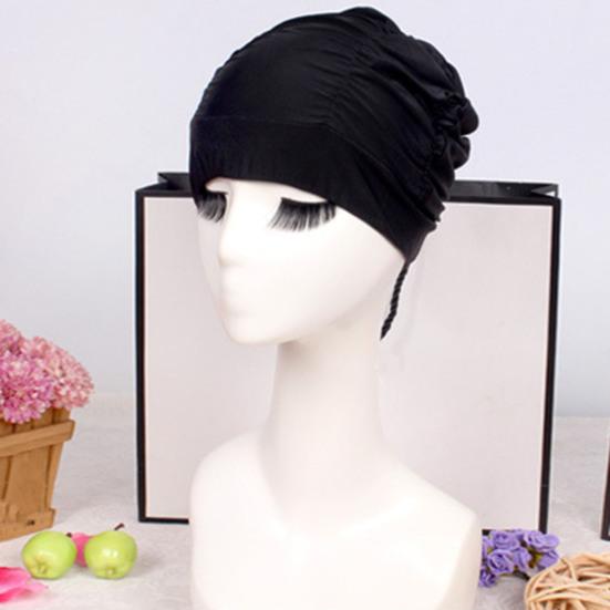 Women Cloth Swimming Cap, Breathable Ruffle Solid Color Swim Pool Cap for Adults, Short Long Thick Hair Ear Protection Bathing Hat