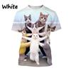 Funny Cute Cat 3D Printing T-Shirt Animal Creative Personality Interesting Street Round Neck Short Sleeve Tees Tops