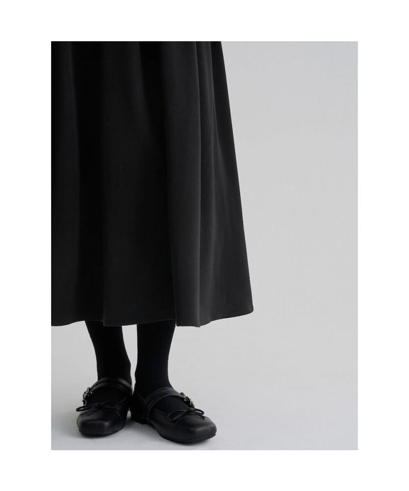 8SECONDS Belted Pleated Long Skirt Black