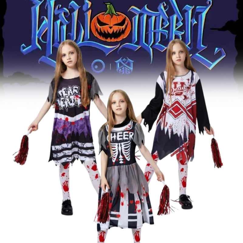 Zombie Halloween Cosplay Costume Cheerleading Team Party Dress Performance Stage