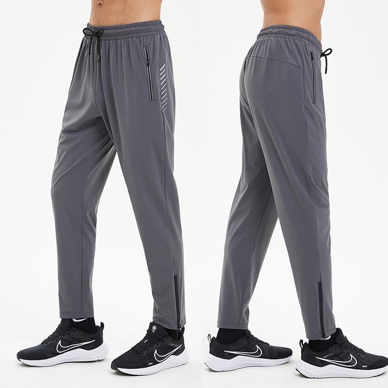 2024 Men's Quick-Dry Sports Pants: Casual, Zippered, Straight Leg for Running & Fitness