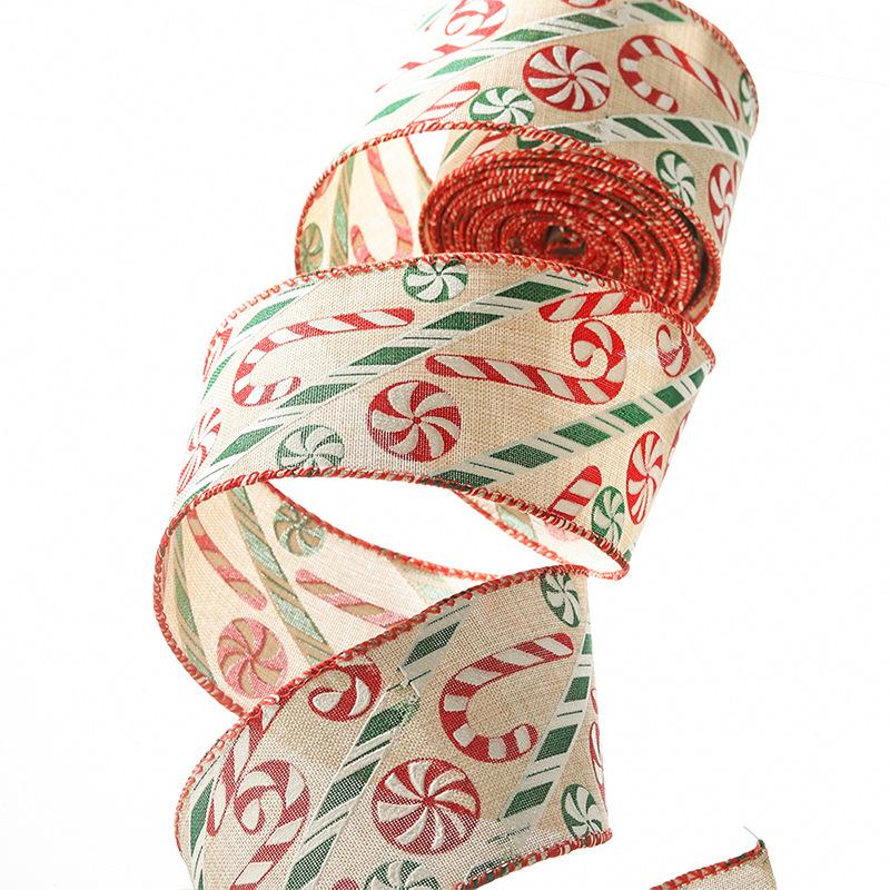 10yards 6cm Wide Printed Rib Band Christmas Style Ribbon Hand Bow Wrapped Ribbon Christmas Decorative Ribbon Gift Box Packaging