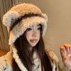 Cute plush Lei Feng hat women's season new thickened warm face small hat ear protection hat knitted hat