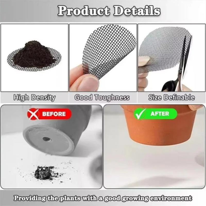 50/100PCS Flower Pot Hole Mesh Pad Round Drainage Holes Screens Mat Prevent Soil Loss For Garden Plant Bonsai Bottom Grid Gasket