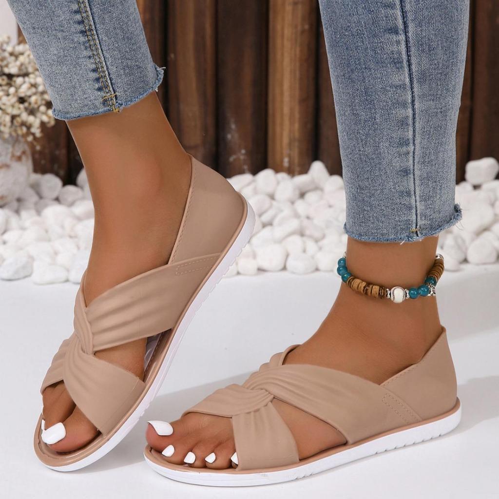 2024 Sommer koreanische Damen flache Sandalen Hausschuhe für lässige Strandkleidung