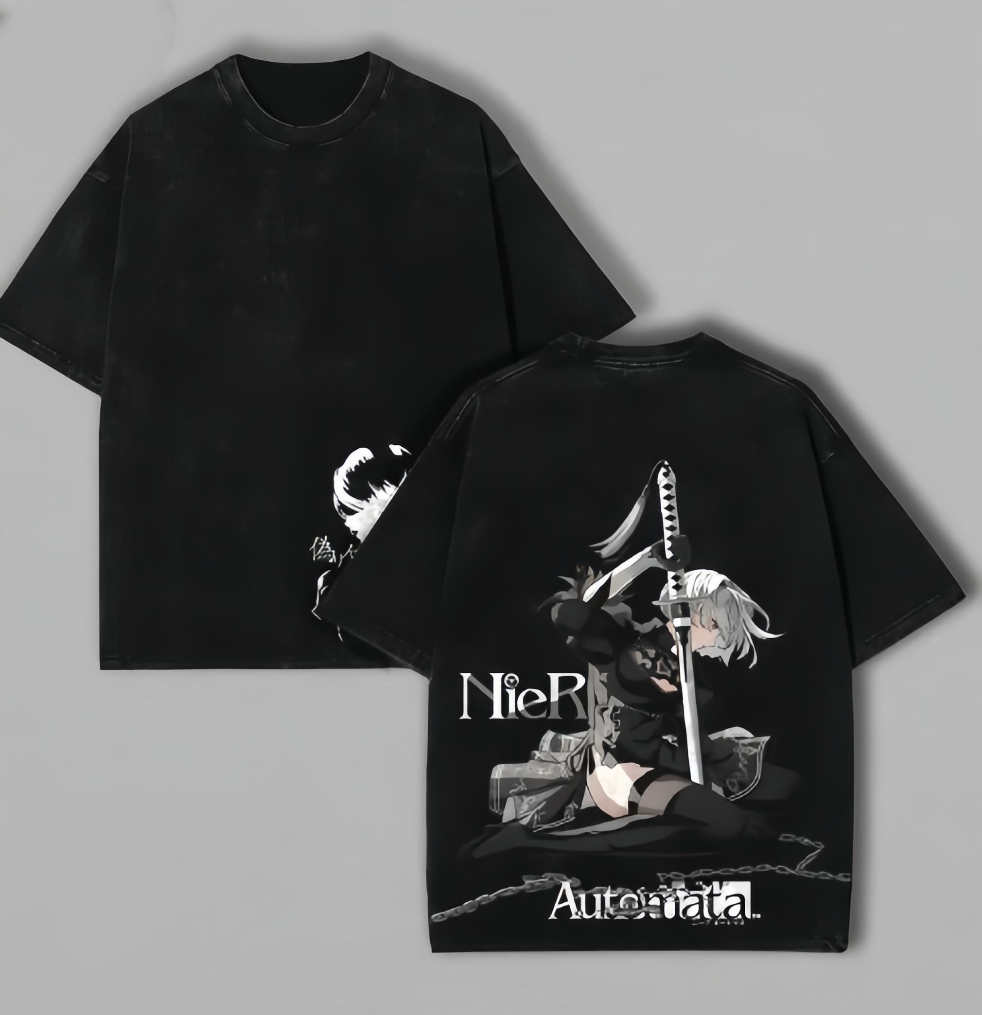 

NieR Automata Washed T shirt Year round clothing NewModel Unisex Plus Size personality Clothes Highend Luxury high quality tee S