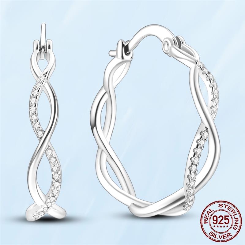 Real Original 925 Sterling Silver Daisy Flower Feather Hoop Heart Stud Earrings Fit Women Fashion Jewelry Engagement Party Gift