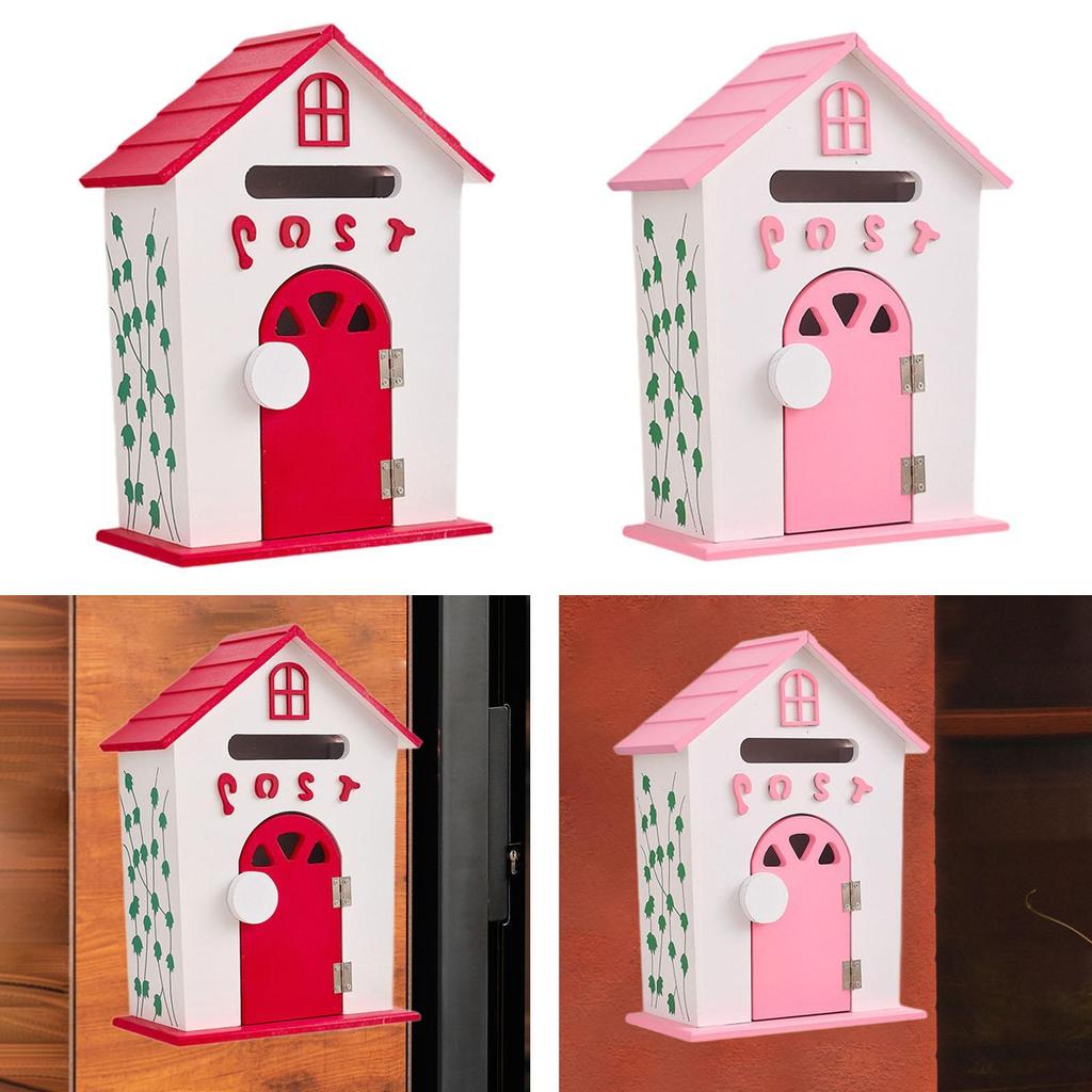 Wall Mount Mailbox Mailbox with Key Lock Wood Communication Mail Box Drop Box Letterbox for Corridor Front Door