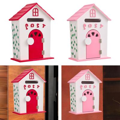 Wall Mount Mailbox Mailbox with Key Lock Wood Communication Mail Box Drop Box Letterbox for Corridor Front Door